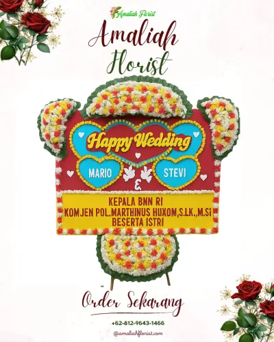 Karangan Papan Bunga Pernikahan di Gadobangkong